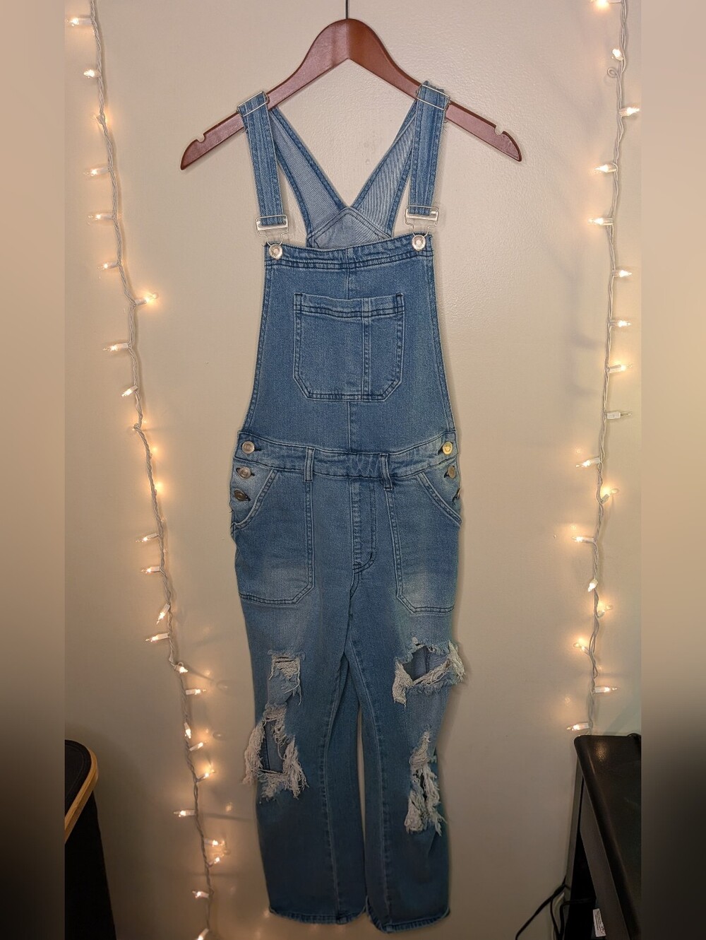 Rue 21 Women's Distressed Denim Overalls - Size 10